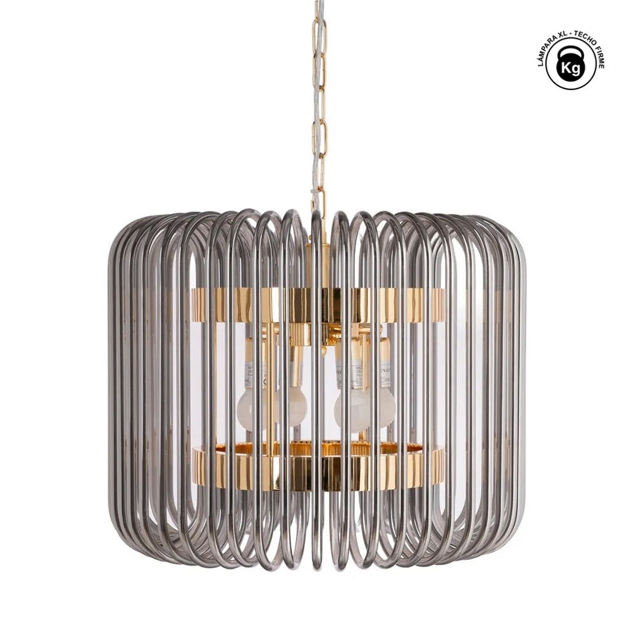 LÁMPARA TECHO ORO-GRIS CRISTAL 49,50 X 49,50 X 40 CM
