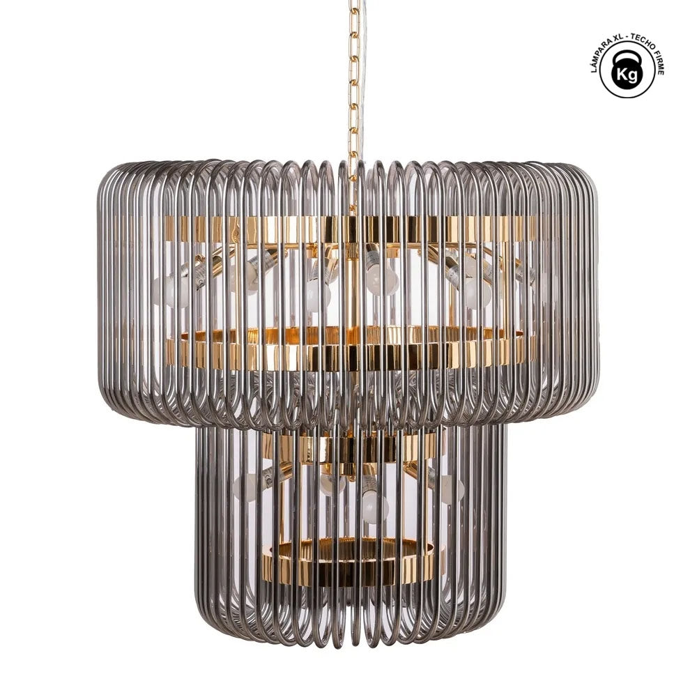 L�MPARA TECHO ORO-GRIS CRISTAL 80 X 80 X 70 CM