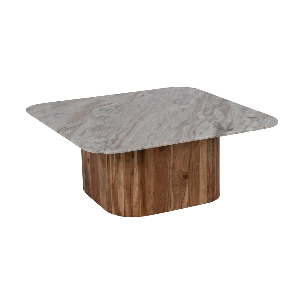 S/2 MESA CENTRO MADERA-MÁRMOL SALÓN 100 X 100 X 41 CM