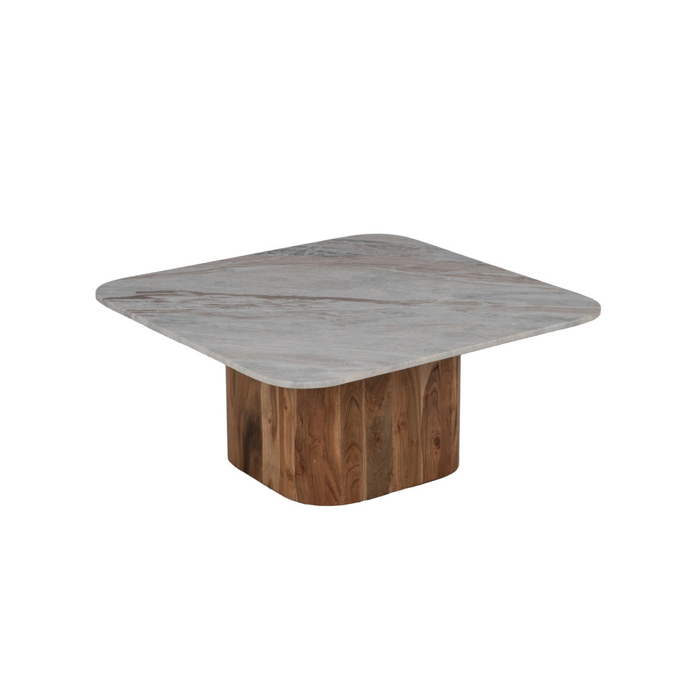 S/2 MESA CENTRO MADERA-MÁRMOL SALÓN 100 X 100 X 41 CM