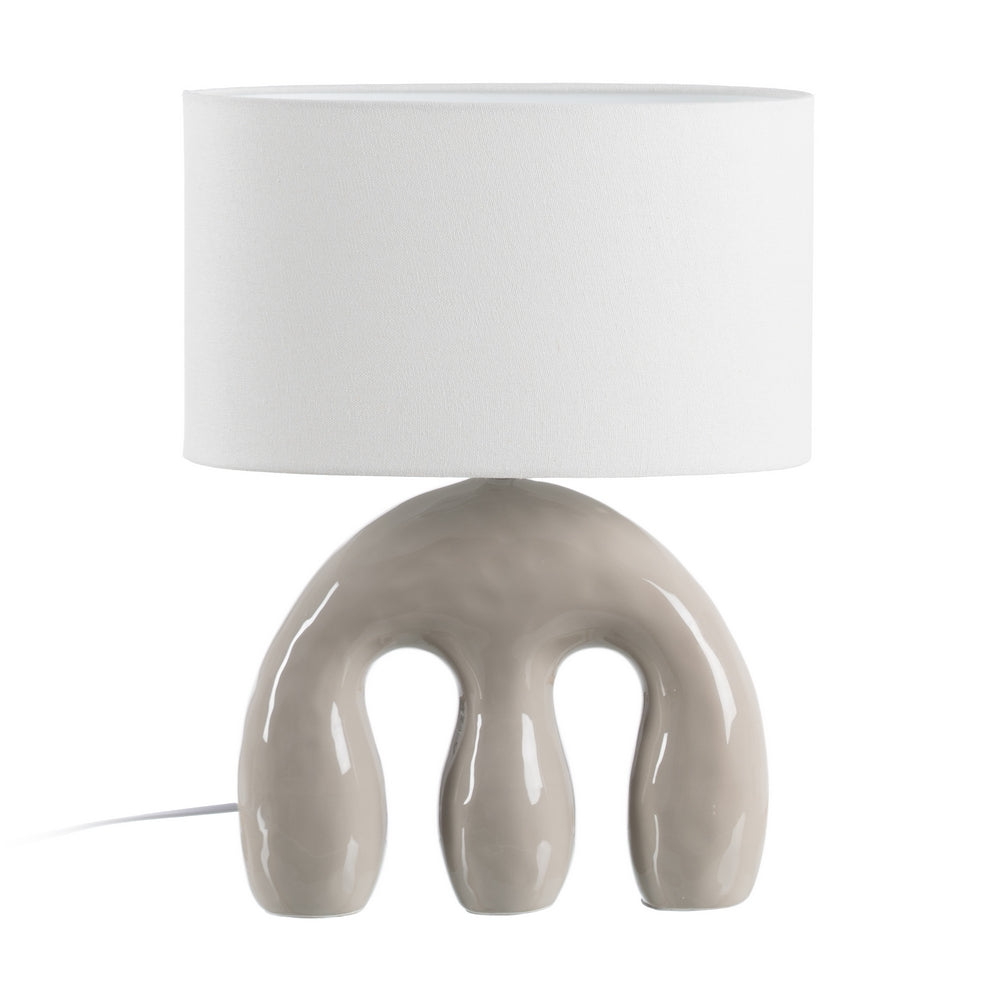 L�MPARA MESA BEIGE CER�MICA ILUMINACI�N 35 X 20 X 45 CM