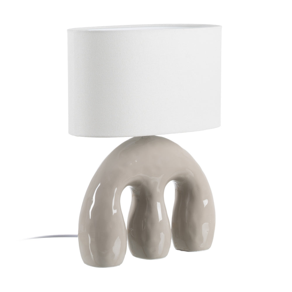 LÁMPARA MESA BEIGE CERÁMICA ILUMINACIÓN 35 X 20 X 45 CM