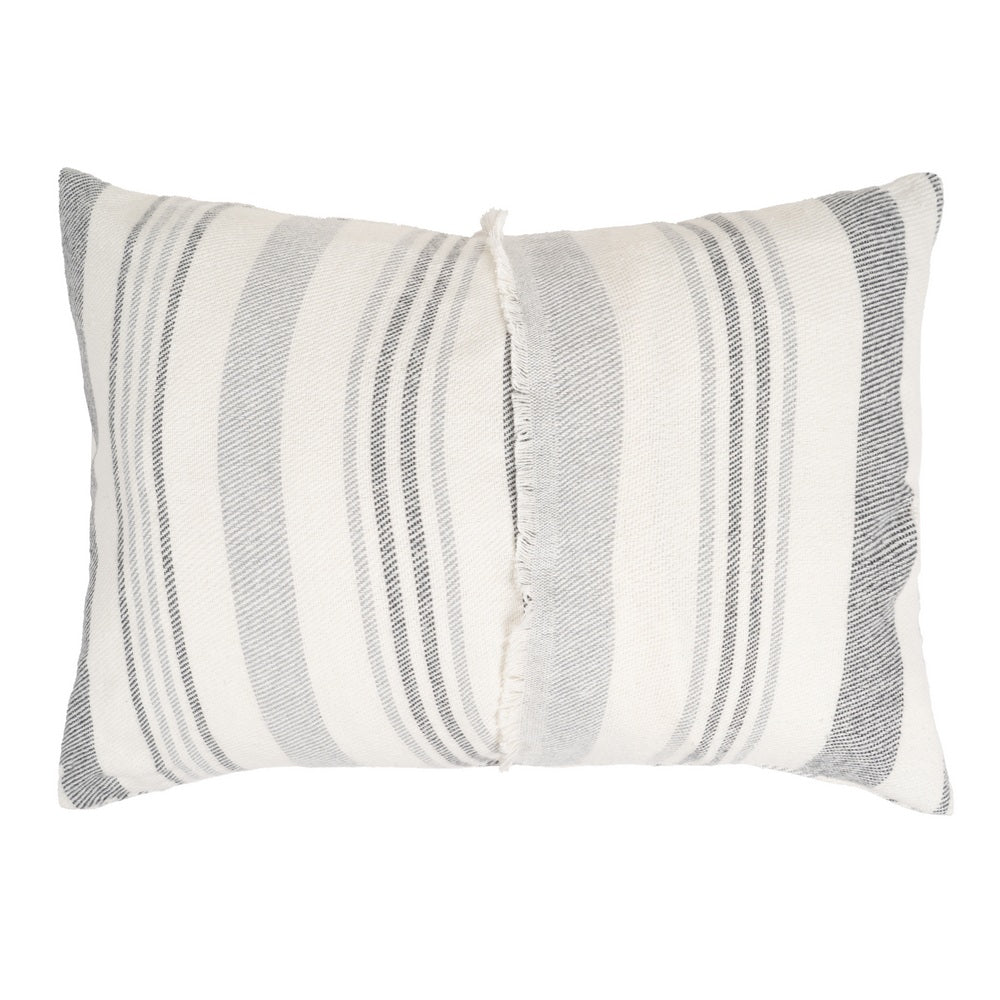 COJÍN RAYAS BEIGE-GRIS ALGODÓN-POLIÉSTER 70 X 50 CM