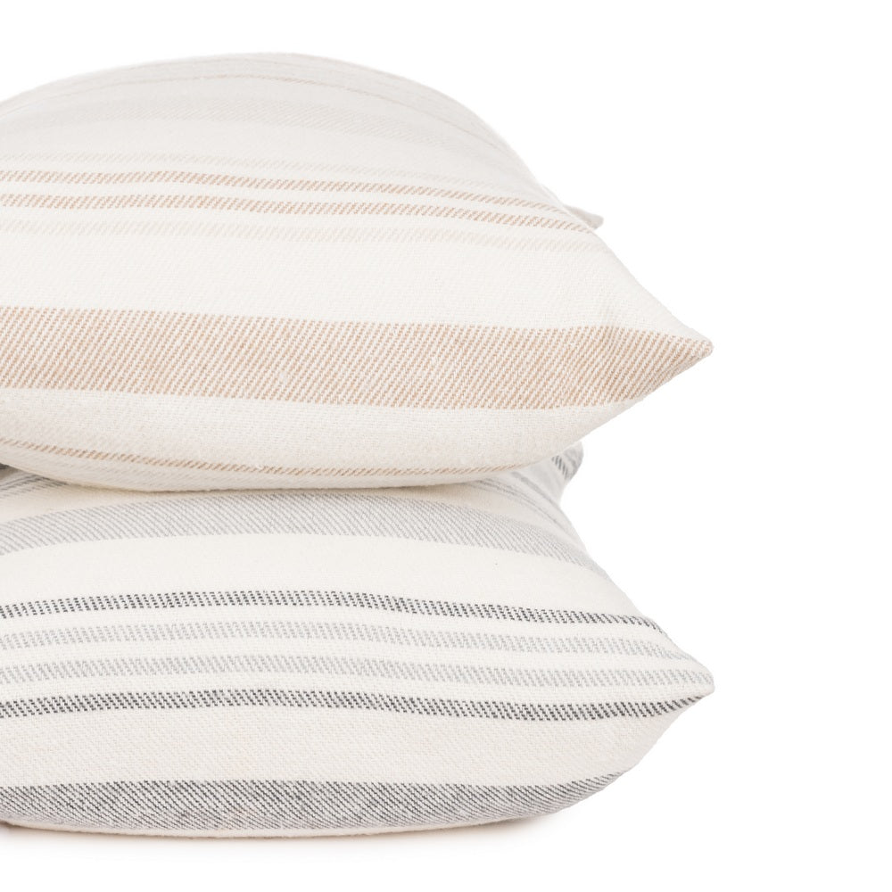 COJÍN RAYAS BEIGE-GRIS ALGODÓN-POLIÉSTER 70 X 50 CM