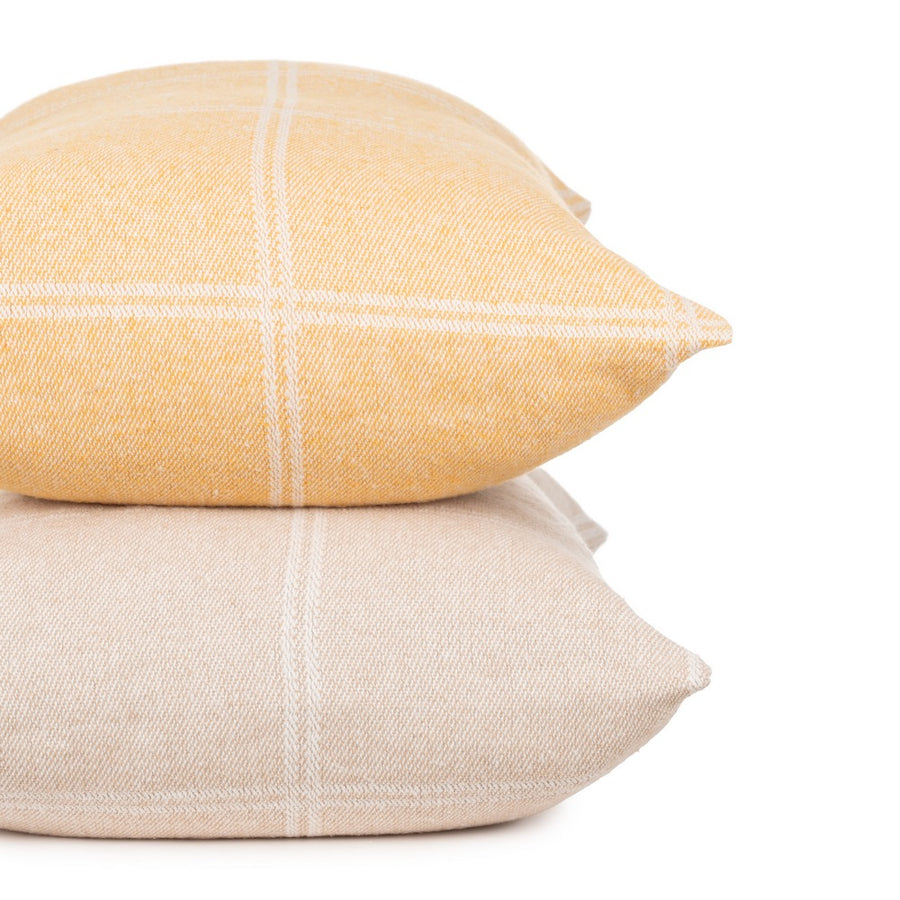 MUSTARD PLAID CUSHION COTTON-POLYESTER 70 X 50 CM