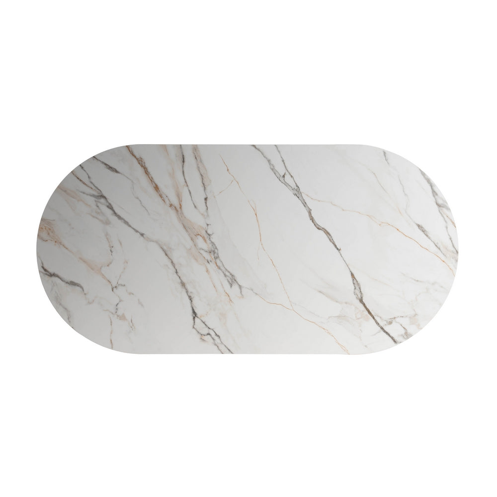 WHITE-BROWN DINING TABLE MDF-CERAMIC 180 X 90 X 76 CM