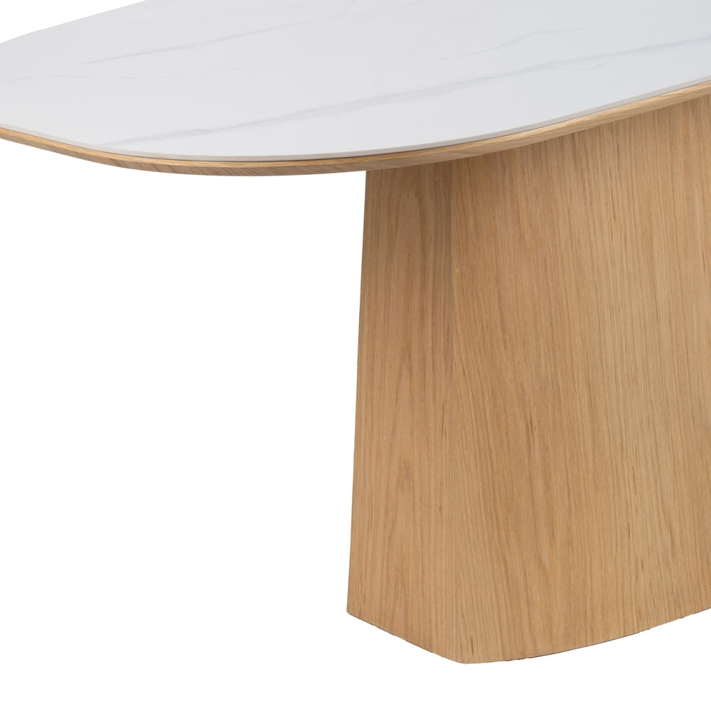 MESA COMEDOR BLANCO-NATURAL DM-CERÁMICA 180 X 90 X 75 CM