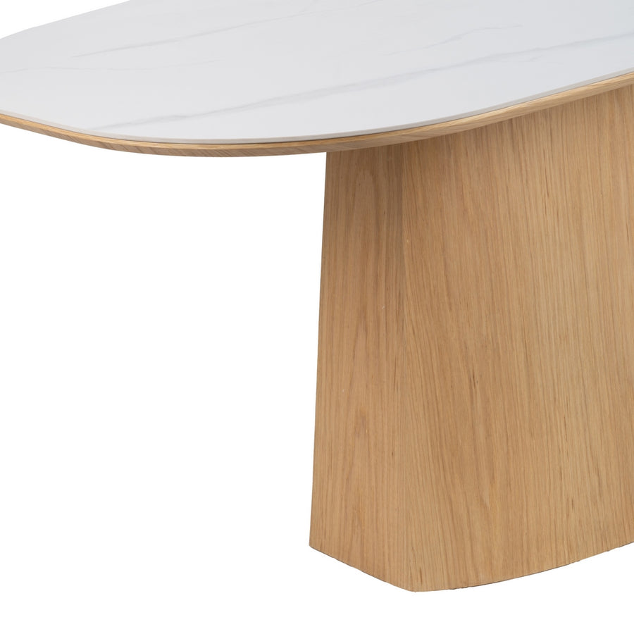 MESA COMEDOR BLANCO-NATURAL DM-CERÁMICA 180 X 90 X 75 CM