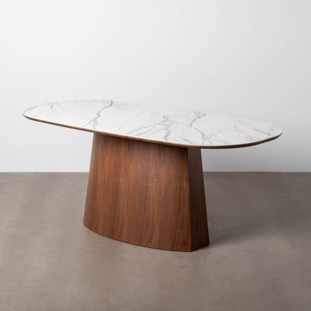 DINING TABLE WHITE-BROWN MDF-CERAMIC 180 X 90 X 75 CM