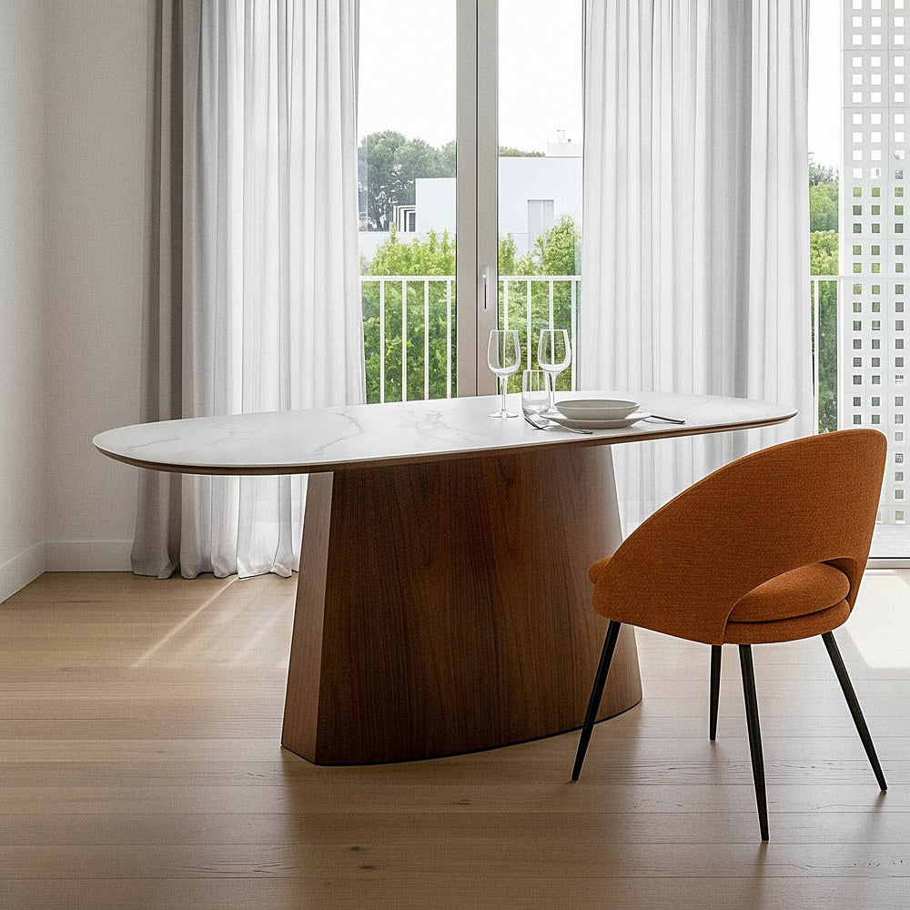 MESA COMEDOR BLANCO-MARR�N DM-CER�MICA 180 X 90 X 75 CM
