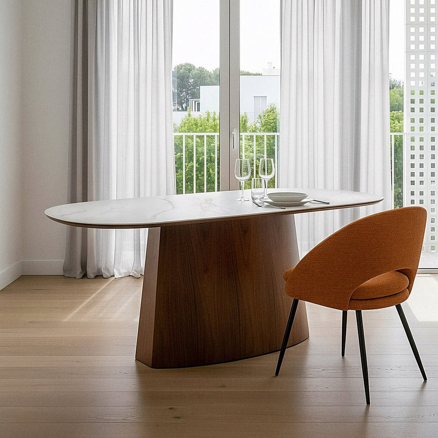 DINING TABLE WHITE-BROWN MDF-CERAMIC 180 X 90 X 75 CM