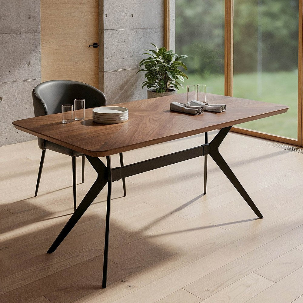 MESA COMEDOR MARR�N-NEGRO DM-METAL 180 X 90 X 76 CM