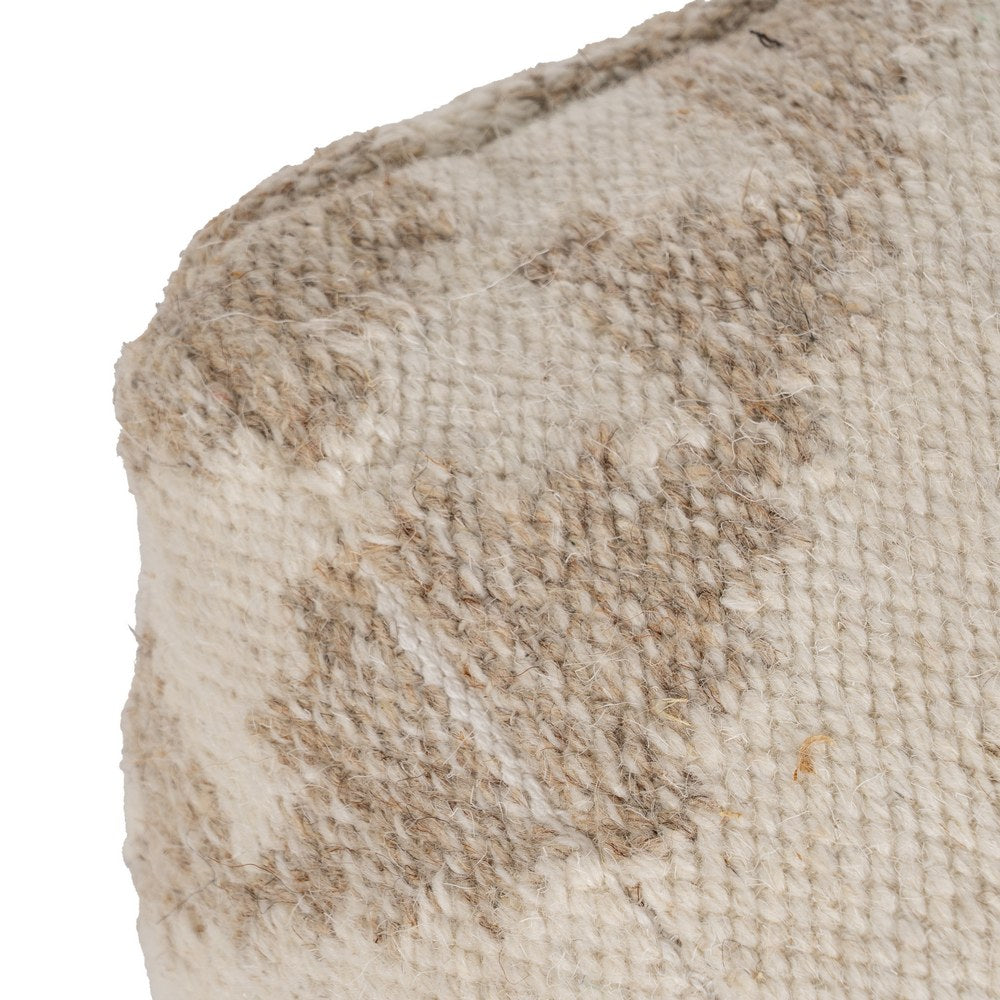 NATURAL WHITE WOOL-COTTON POUF 45 X 45 X 45 CM