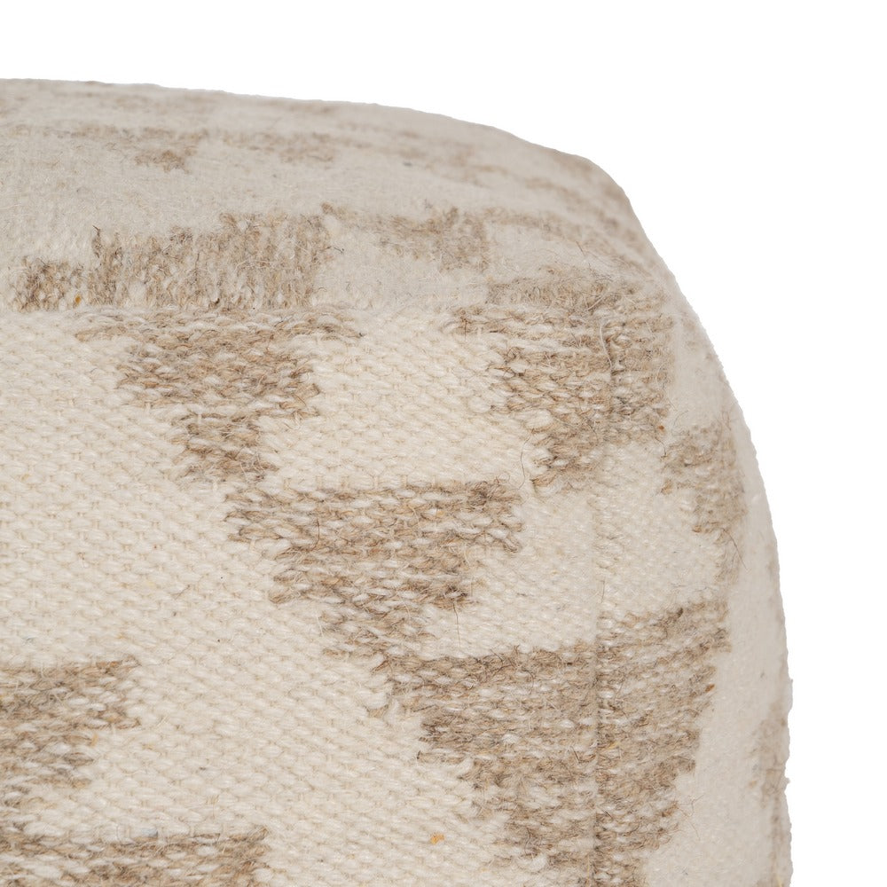 NATURAL WHITE WOOL-COTTON POUF 45 X 45 X 45 CM