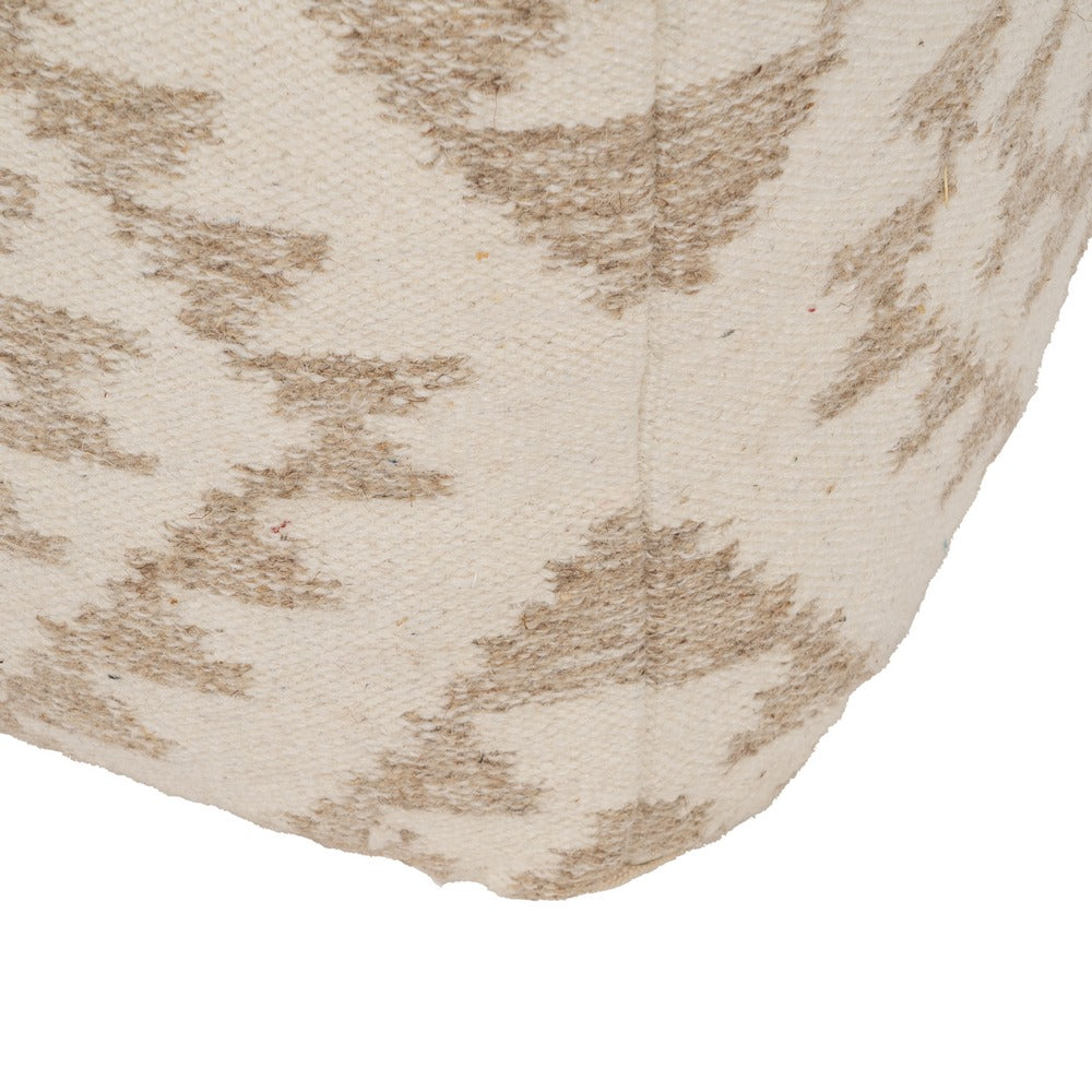 NATURAL WHITE WOOL-COTTON POUF 45 X 45 X 45 CM