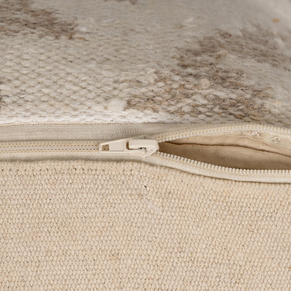 NATURAL WHITE WOOL-COTTON POUF 45 X 45 X 45 CM