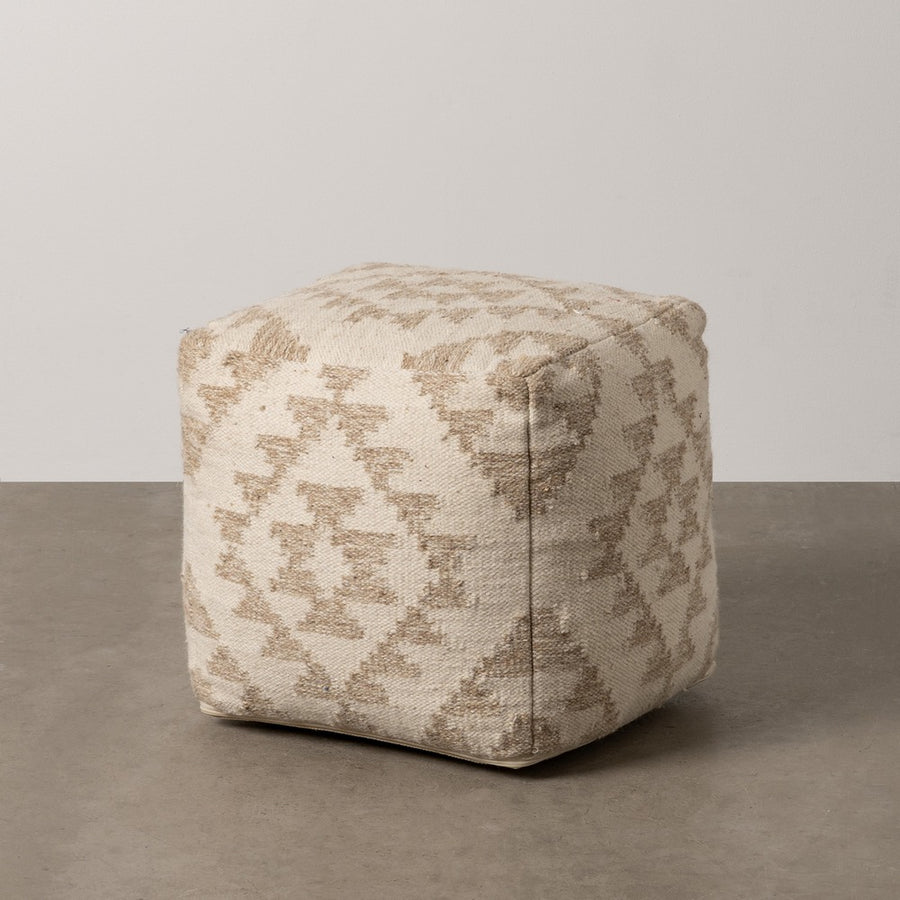 PUF BLANCO NATURAL LANA-ALGODÓN 45 X 45 X 45 CM