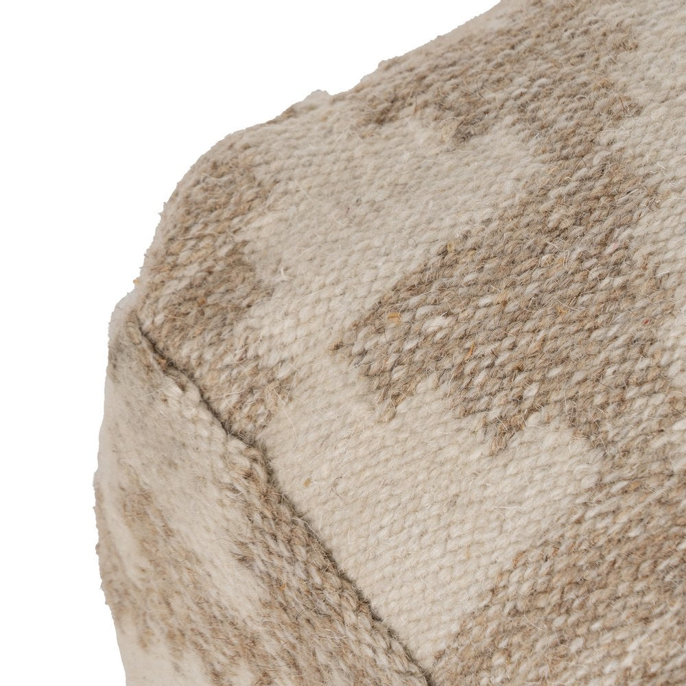 WHITE NATURAL WOOL-COTTON POUF 80 X 80 X 40 CM