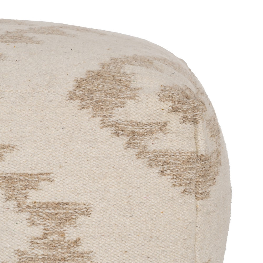 WHITE NATURAL WOOL-COTTON POUF 80 X 80 X 40 CM