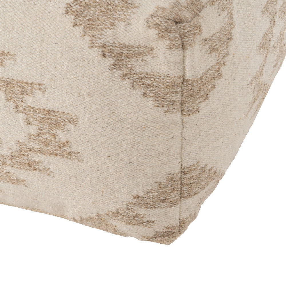 WHITE NATURAL WOOL-COTTON POUF 80 X 80 X 40 CM