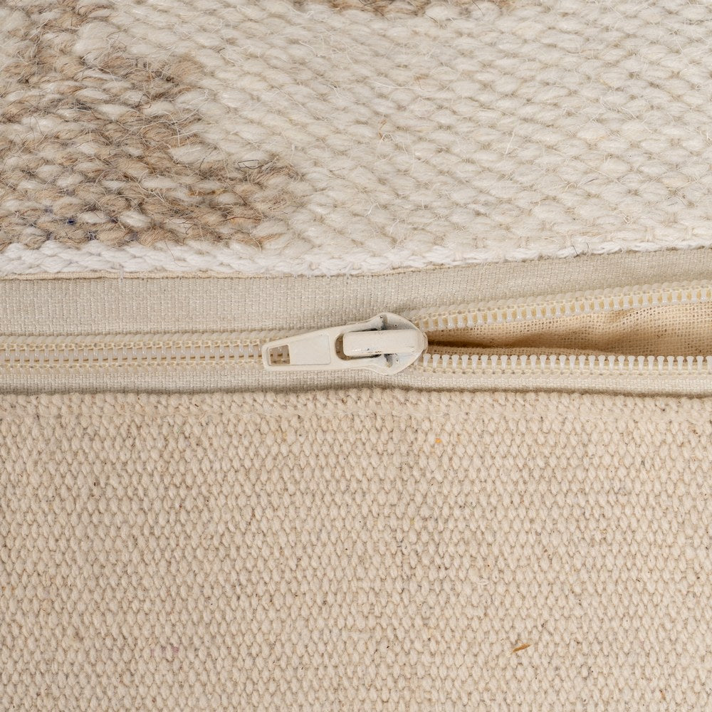 WHITE NATURAL WOOL-COTTON POUF 80 X 80 X 40 CM