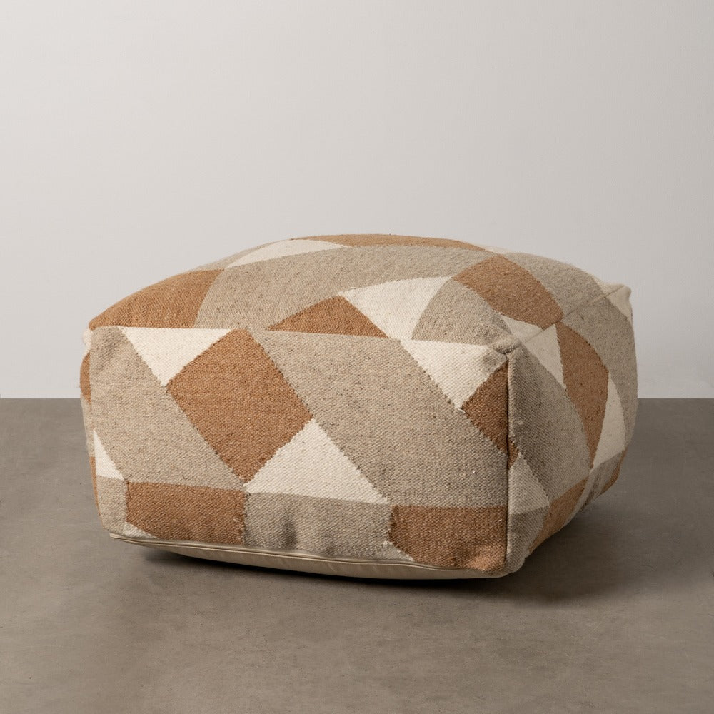 PUF MULTICOLOR LANA-ALGODÓN DECORACIÓN 80 X 80 X 40 CM