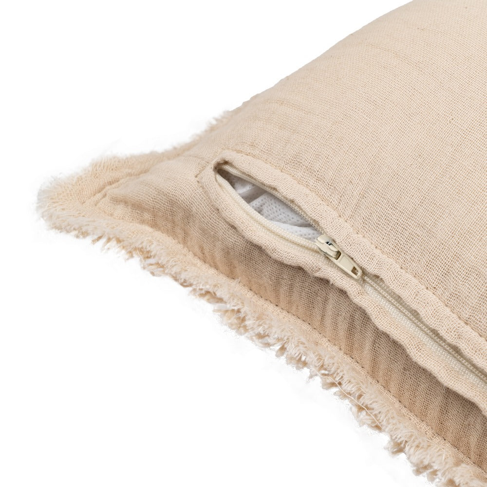 BEIGE COTTON-POLYESTER CUSHION 50 X 30 CM