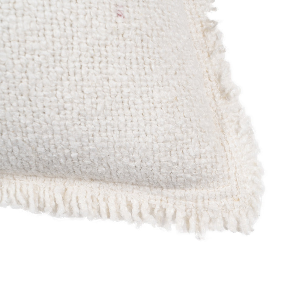WHITE COTTON-POLYESTER CUSHION 50 X 30 CM