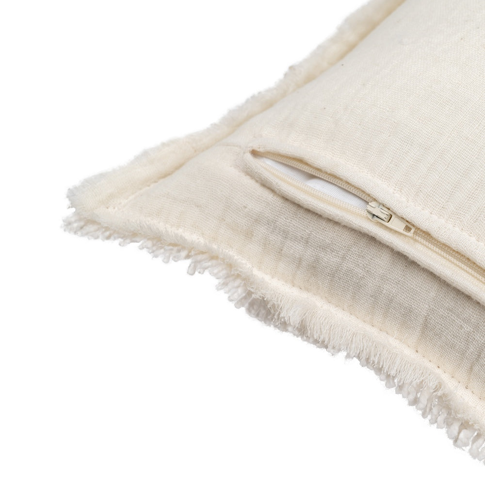 WHITE COTTON-POLYESTER CUSHION 50 X 30 CM