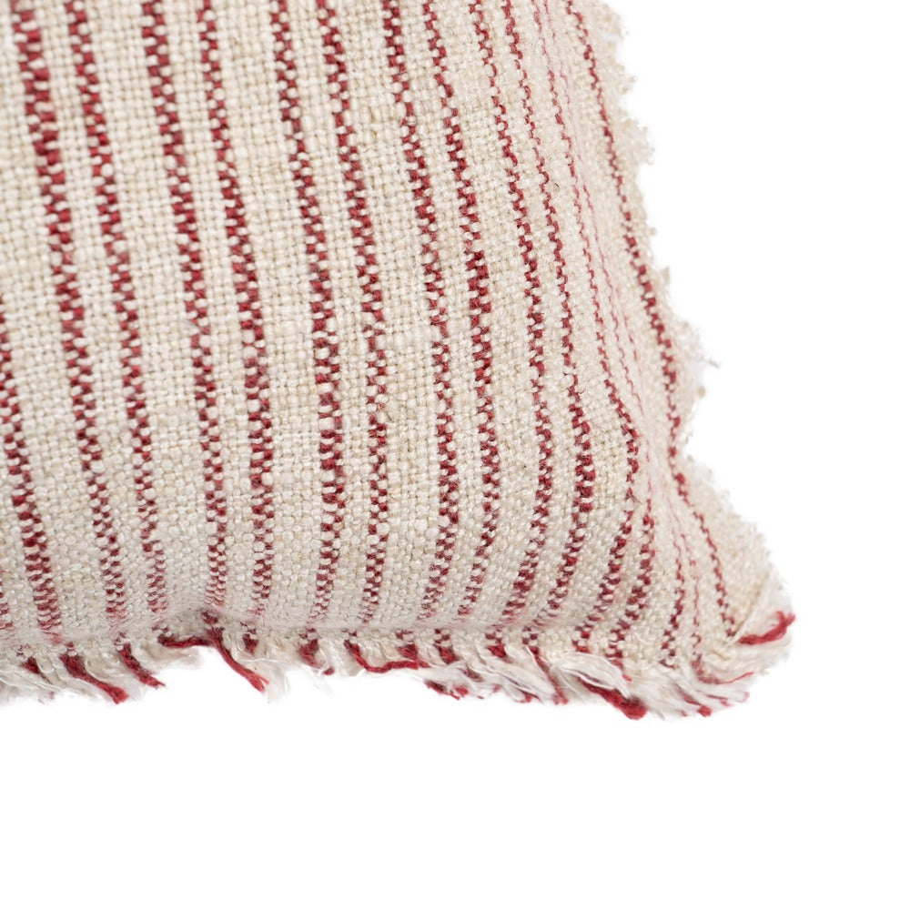 BEIGE-RED STRIPED CUSHION VISCOSE / LINEN 50 X 50 CM