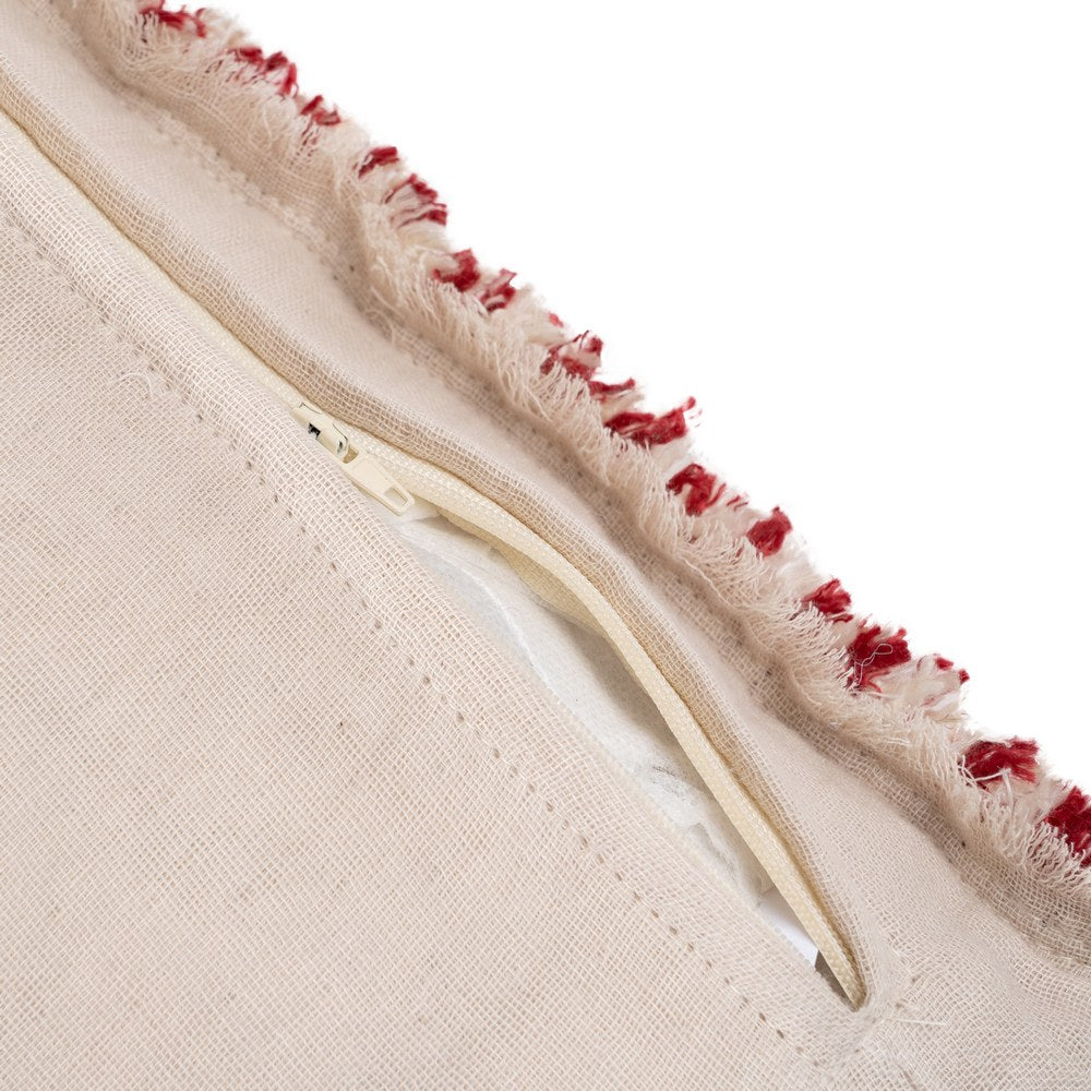 BEIGE-RED STRIPED CUSHION VISCOSE / LINEN 50 X 50 CM