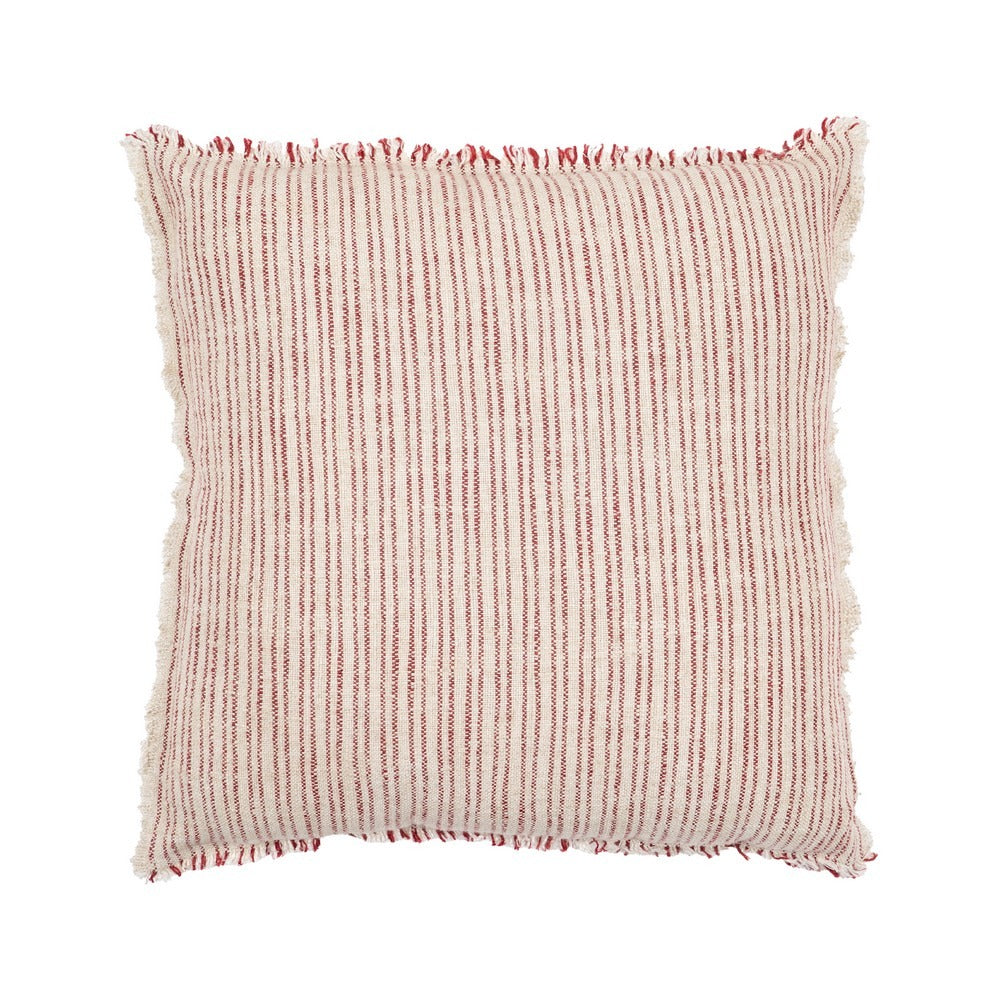 COJÍN RAYAS BEIGE-ROJO VISCOSA / LINO 50 X 50 CM