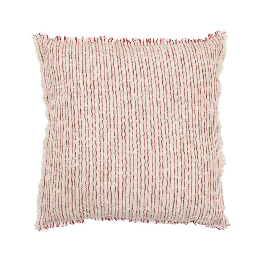 COJÍN RAYAS BEIGE-ROJO VISCOSA / LINO 50 X 50 CM