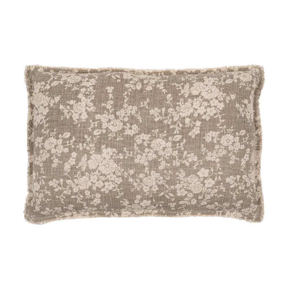 DARK BEIGE FLOWERS CUSHION 60 X 40 CM