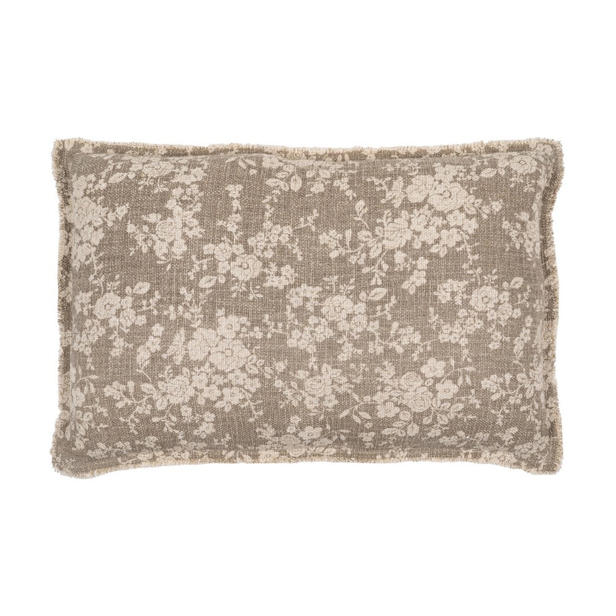 DARK BEIGE FLOWERS CUSHION 60 X 40 CM