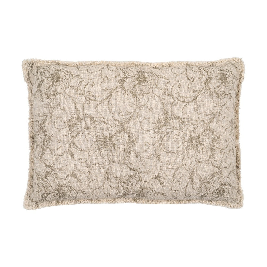 COJÍN FLORES BEIGE OSCURO 60 X 40 CM