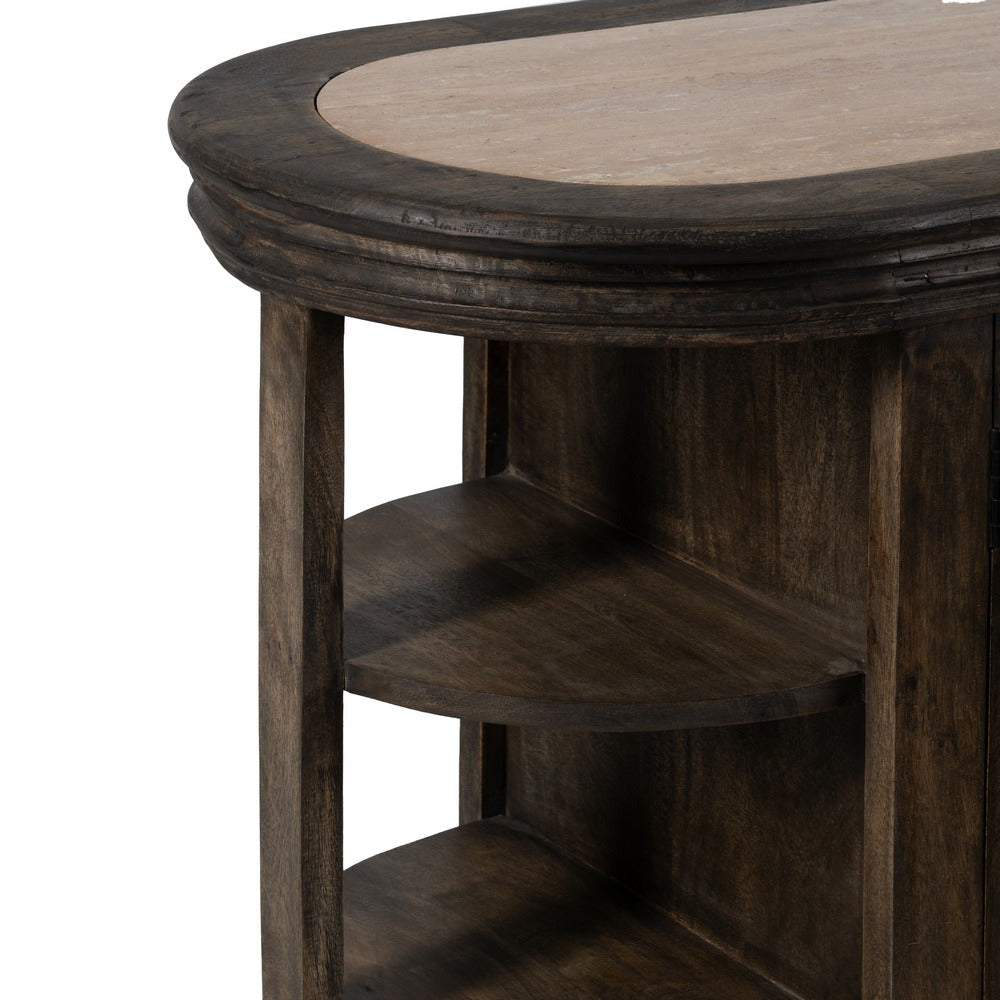 MARBLE/WOOD KITCHEN ISLAND 140 X 50 X 80 CM