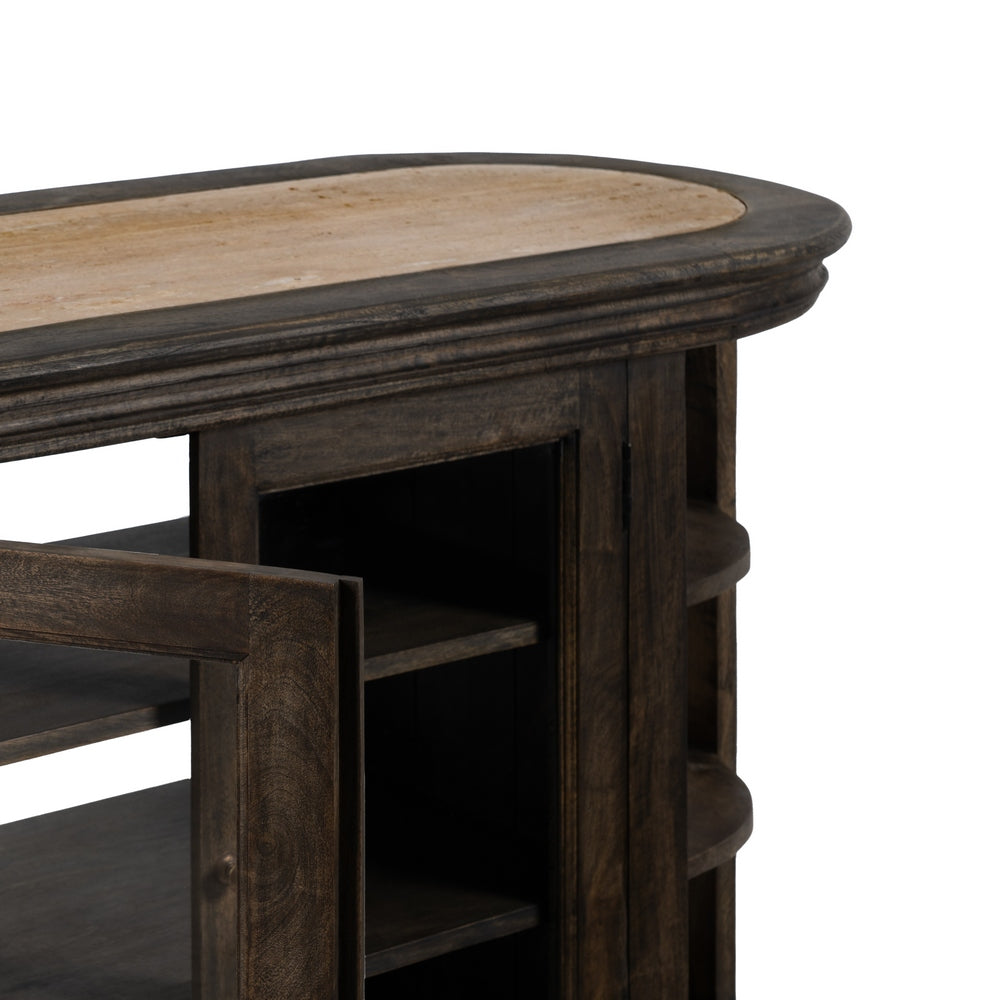 MARBLE/WOOD KITCHEN ISLAND 140 X 50 X 80 CM