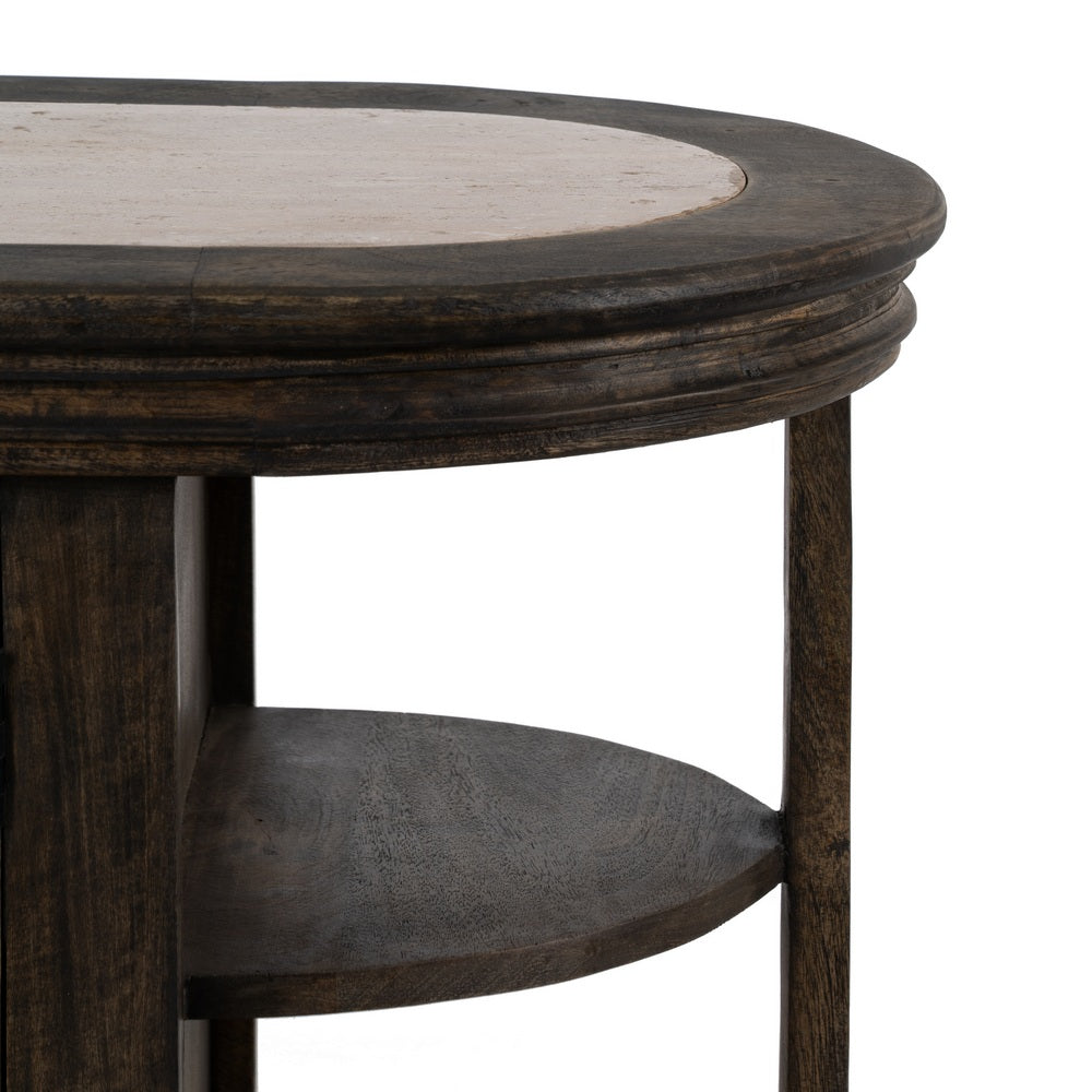 MARBLE/WOOD KITCHEN ISLAND 140 X 50 X 80 CM