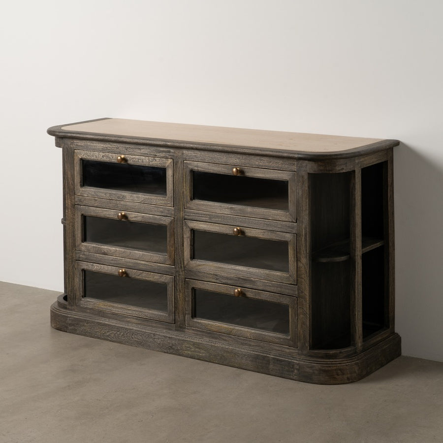 MARBLE/WOOD KITCHEN SIDEBOARD 155 X 51 X 88 CM