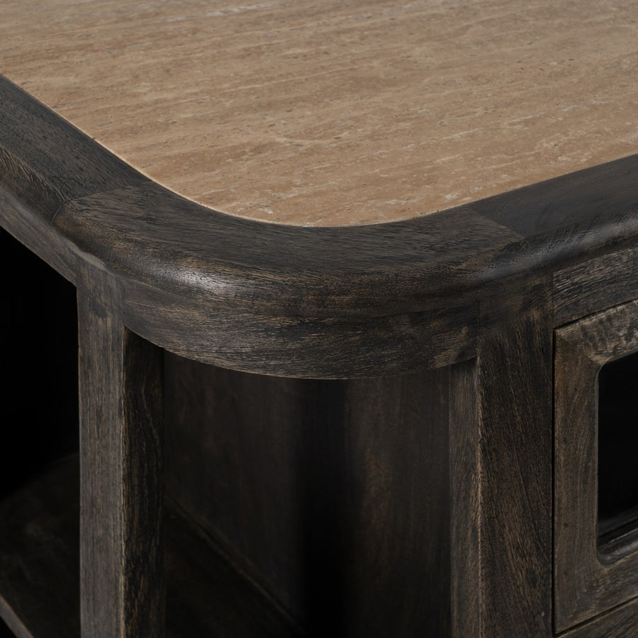 MARBLE/WOOD KITCHEN SIDEBOARD 155 X 51 X 88 CM