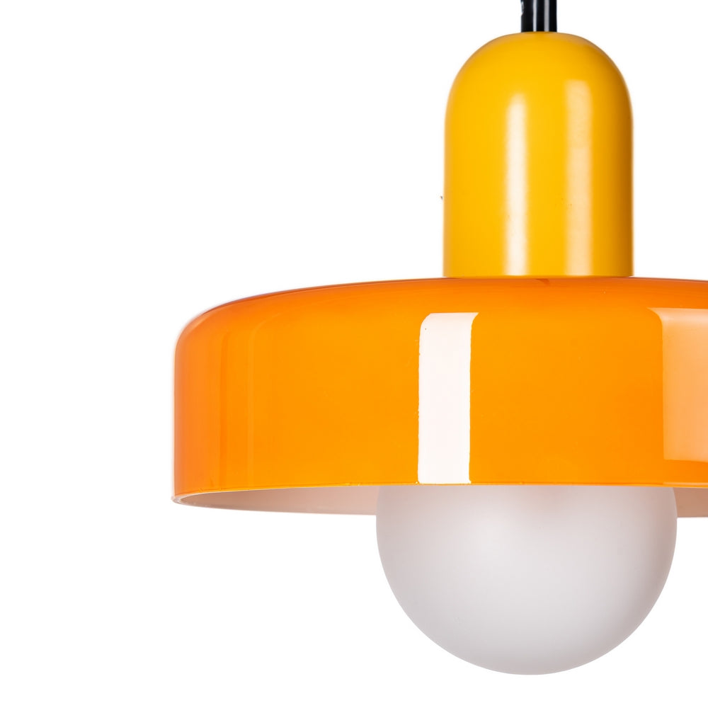 ORANGE METAL-GLASS CEILING LAMP 25 X 25 X 23 CM