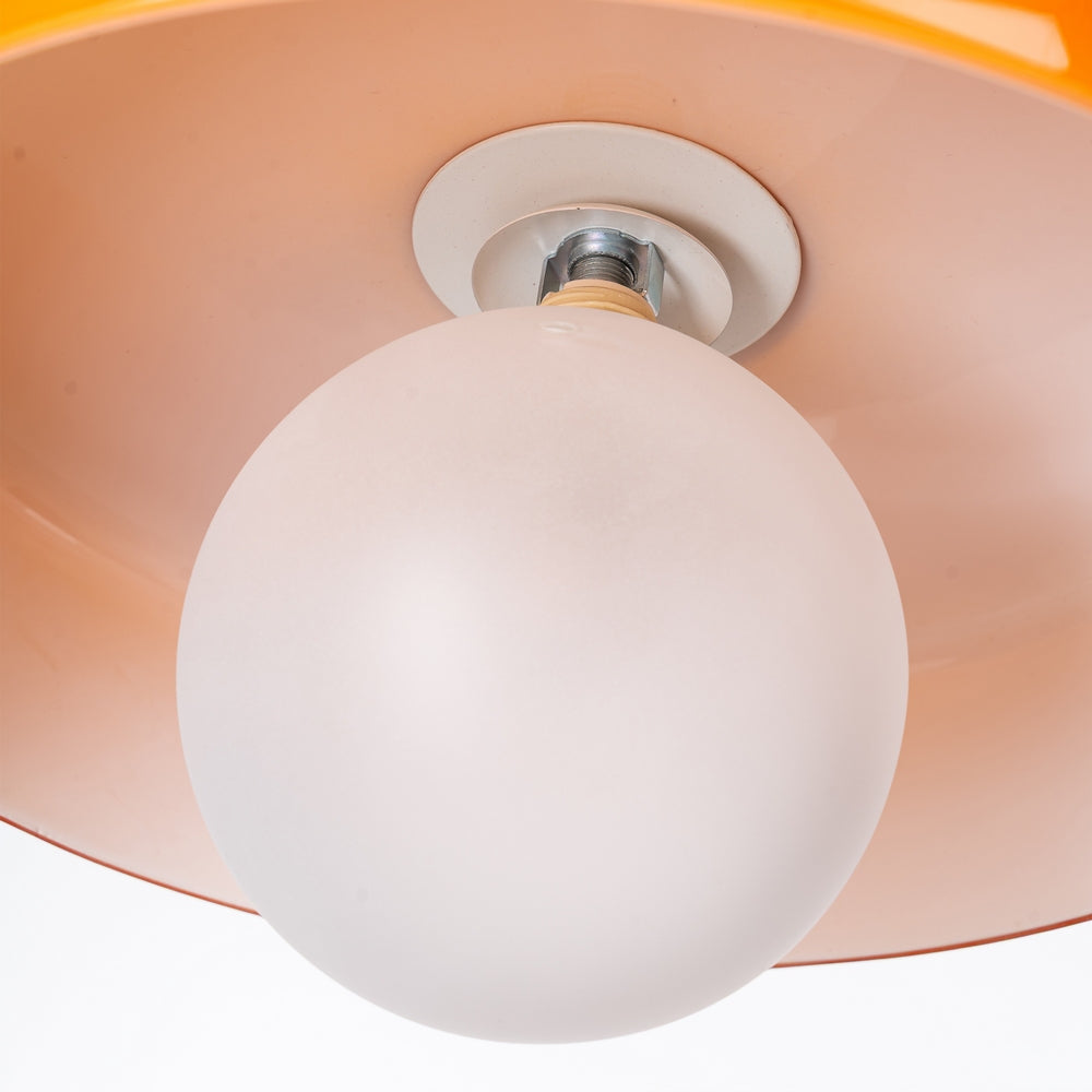 ORANGE METAL-GLASS CEILING LAMP 25 X 25 X 23 CM