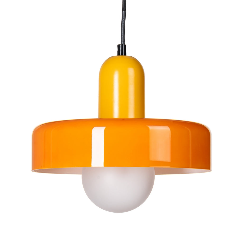 LÁMPARA TECHO NARANJA METAL-CRISTAL 25 X 25 X 23 CM