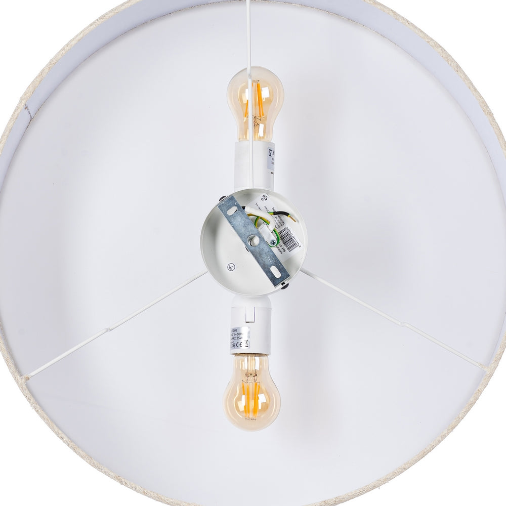 CEILING LAMP RAW METAL / LINEN 50 X 50 X 15 CM