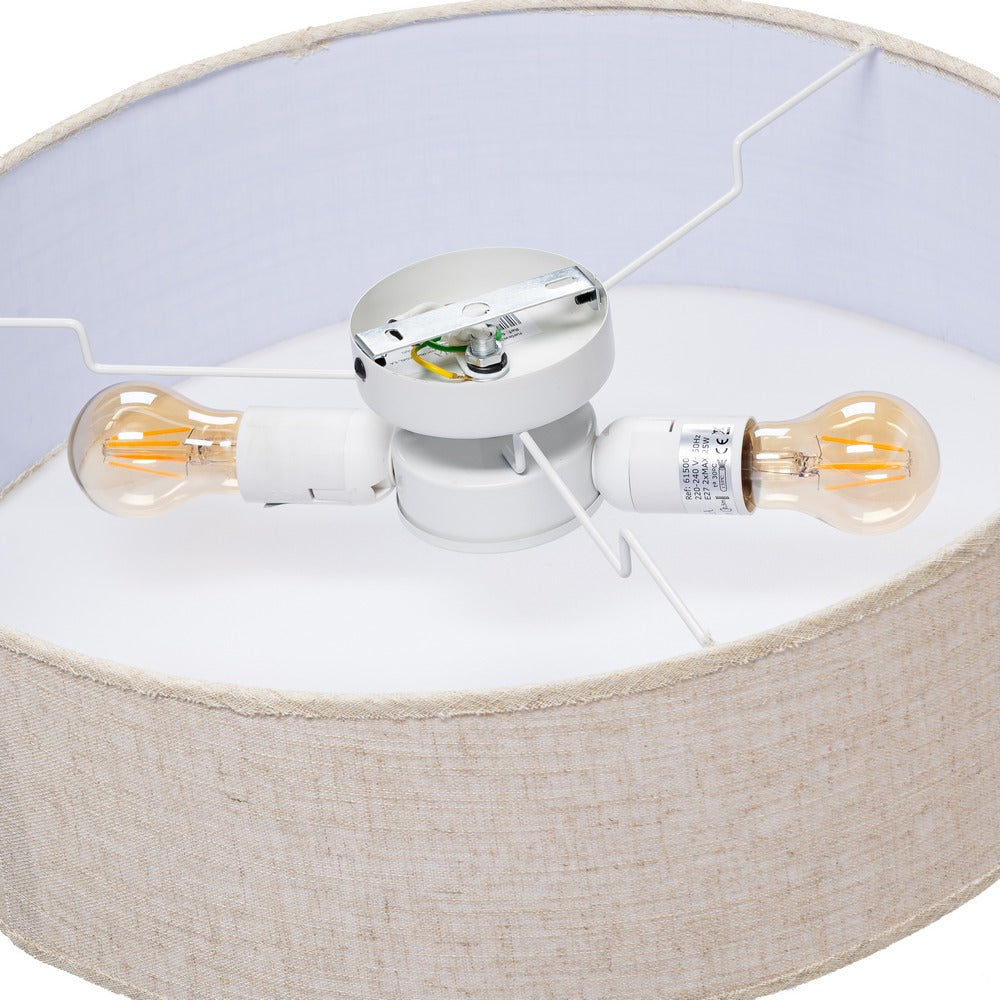 CEILING LAMP RAW METAL / LINEN 50 X 50 X 15 CM