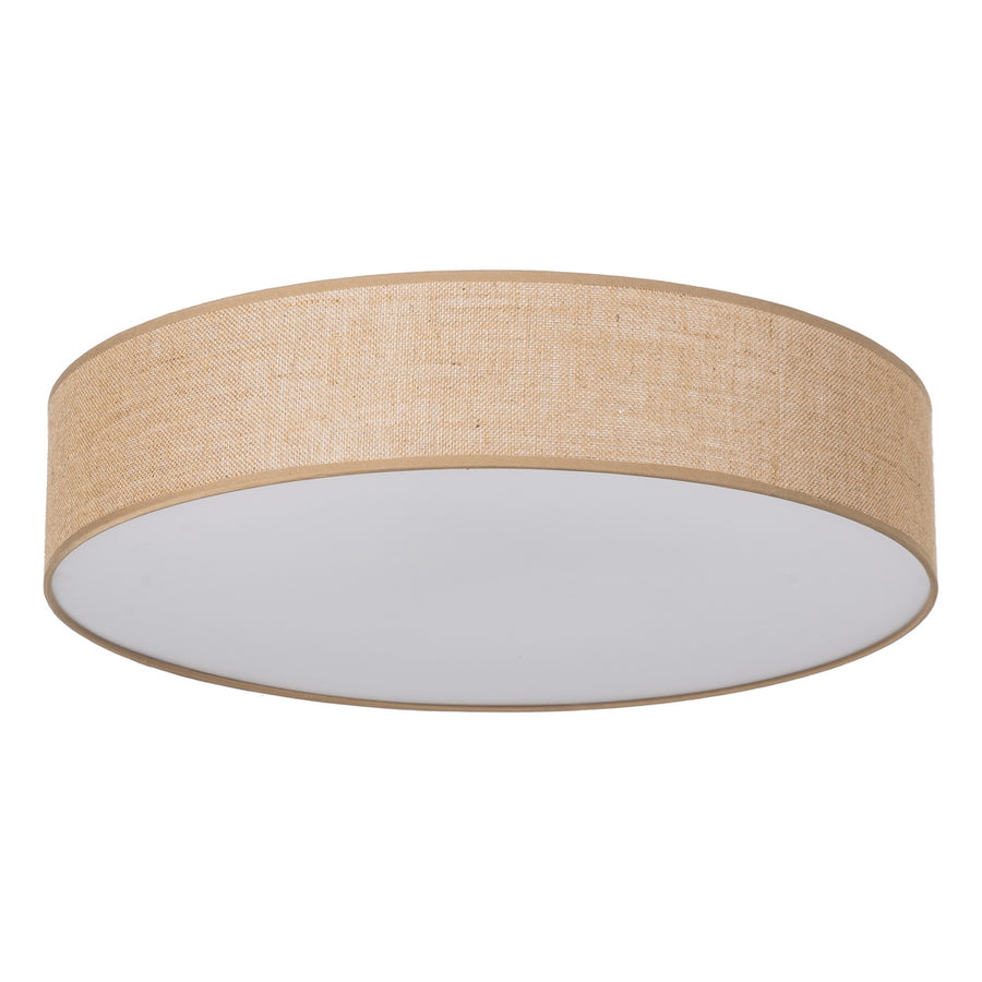 NATURAL METAL / LINEN CEILING LAMP 70 X 70 X 15 CM