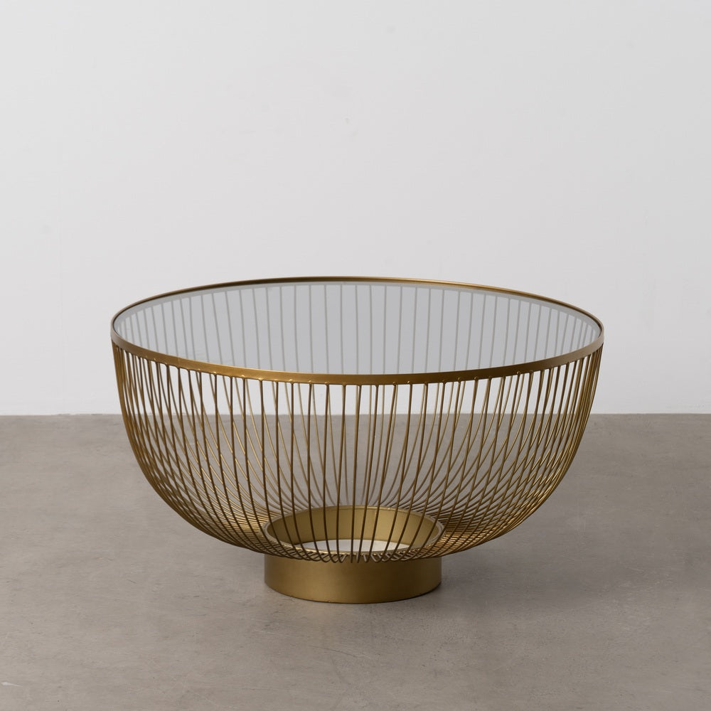 MESA CENTRO ORO METAL-CRISTAL 75 X 75 X 39,50 CM