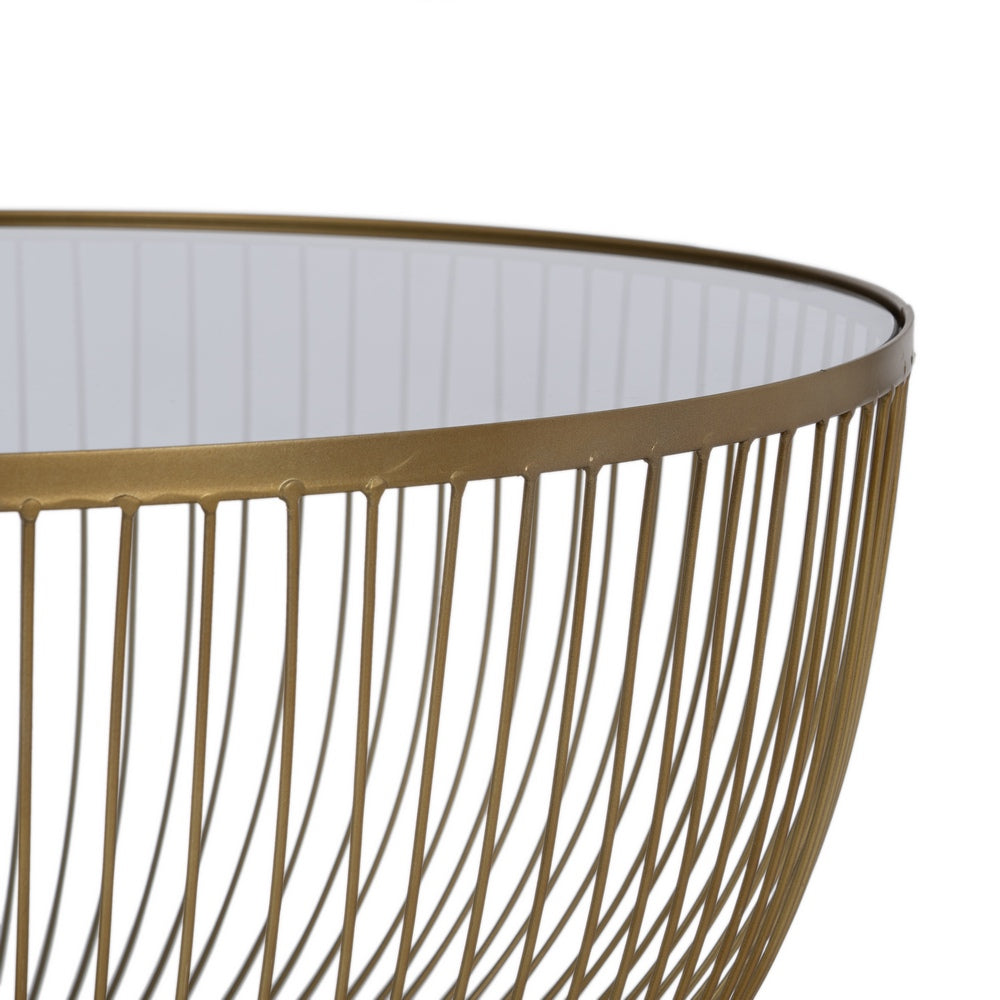 MESA CENTRO ORO METAL-CRISTAL 75 X 75 X 39,50 CM
