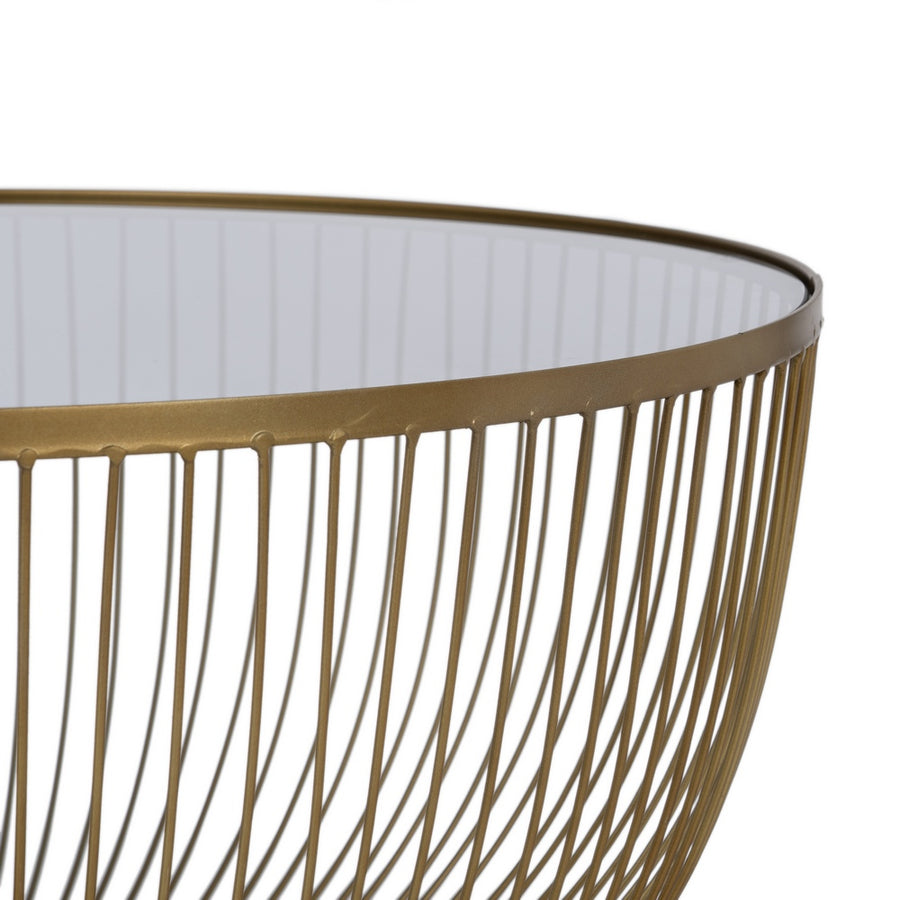 MESA CENTRO ORO METAL-CRISTAL 75 X 75 X 39,50 CM